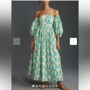 Anthropologie Let Me Be Long-Sleeve Printed Midi Dress